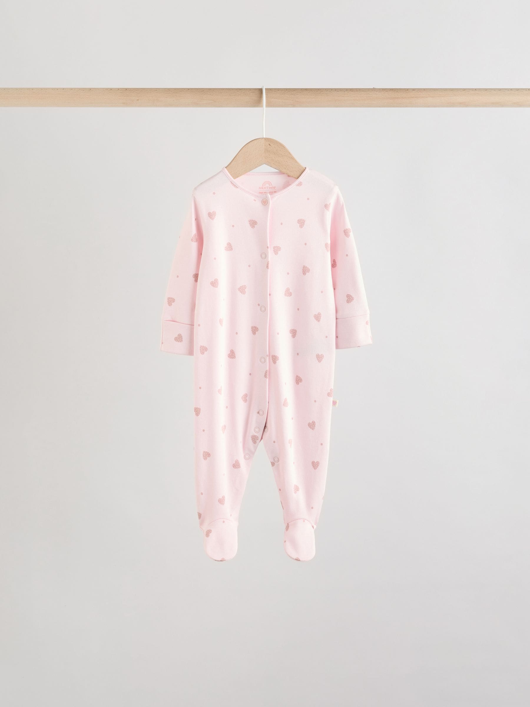 Pink 7 Pack Baby Sleepsuits (0mths-3yrs) image 3