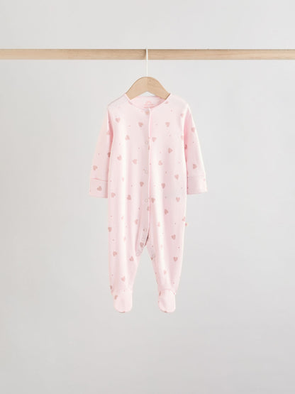 Pink 7 Pack Baby Sleepsuits (0mths-3yrs) image 3