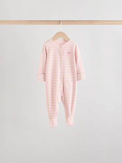 Pink 7 Pack Baby Sleepsuits (0mths-3yrs) image 7