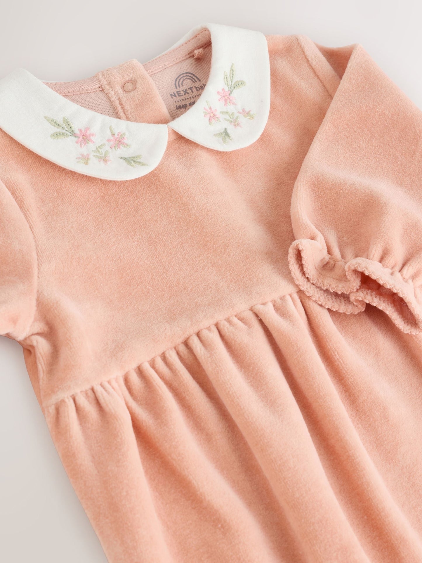 Pink Velour Baby Sleepsuit (0mths-3yrs) image 4