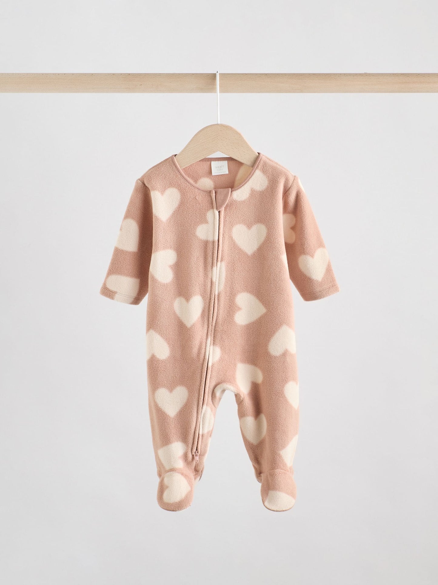 Neutral 2 Pack Micro Fleece Two Way Zip Baby Sleepsuits image 3