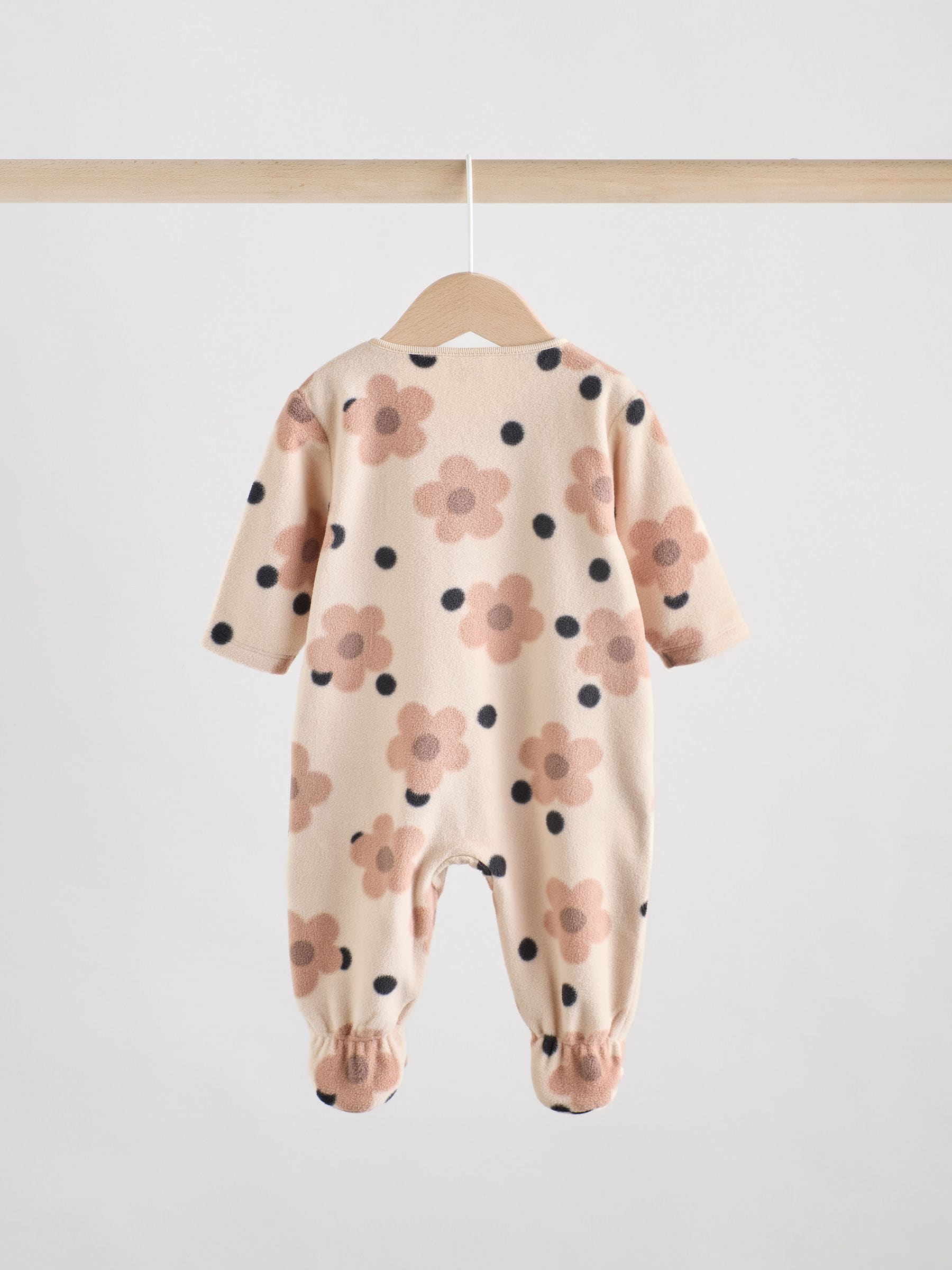 Neutral 2 Pack Micro Fleece Two Way Zip Baby Sleepsuits image 5