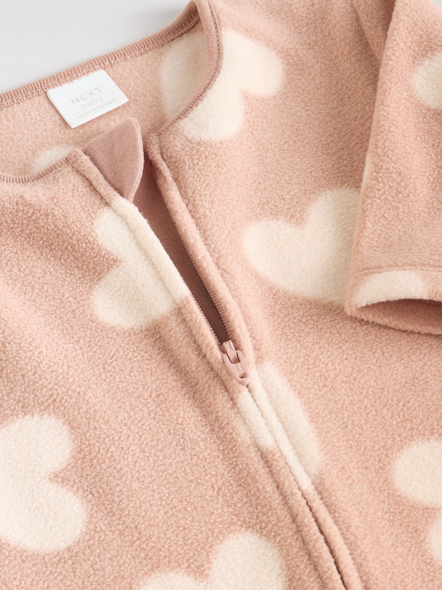 Neutral 2 Pack Micro Fleece Two Way Zip Baby Sleepsuits image 8