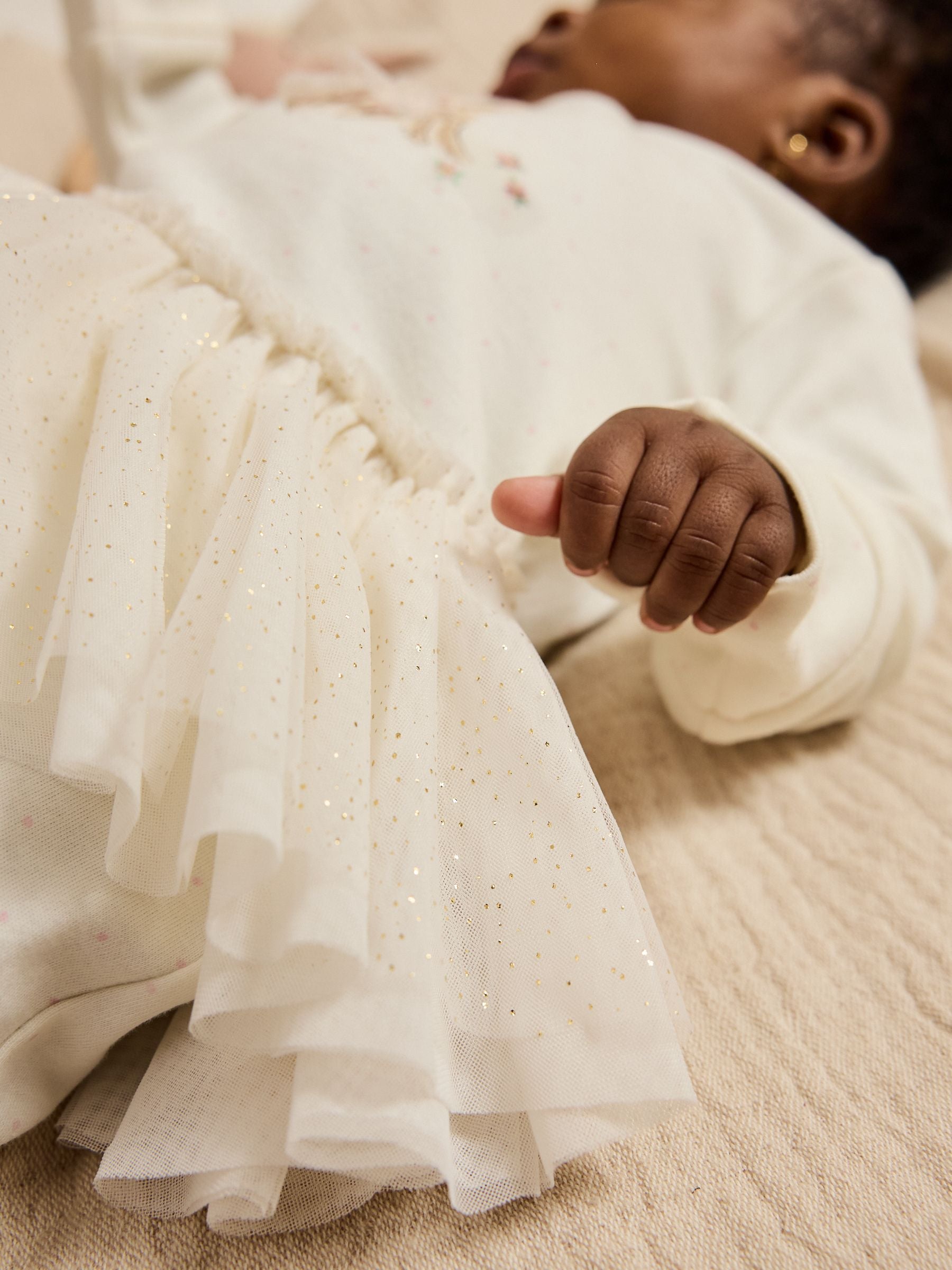 Ecru Bunny Tutu Baby Sleepsuit (0mths-2yrs) image 3