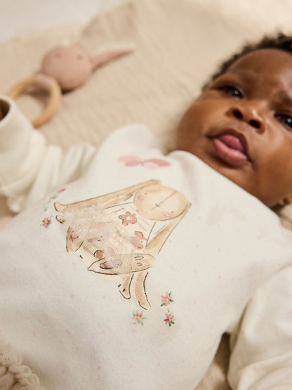 Ecru Bunny Tutu Baby Sleepsuit (0mths-2yrs) image 4