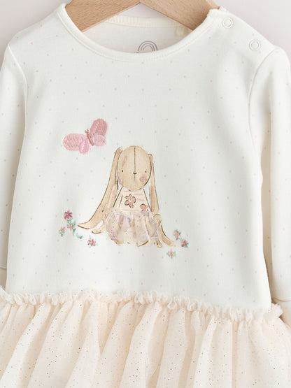 Ecru Bunny Tutu Baby Sleepsuit (0mths-2yrs) image 6
