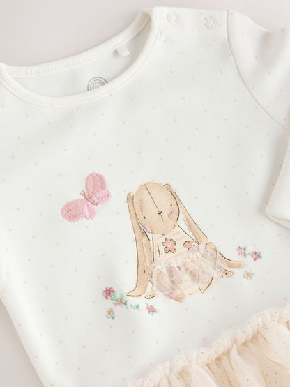 Ecru Bunny Tutu Baby Sleepsuit (0mths-2yrs) image 7