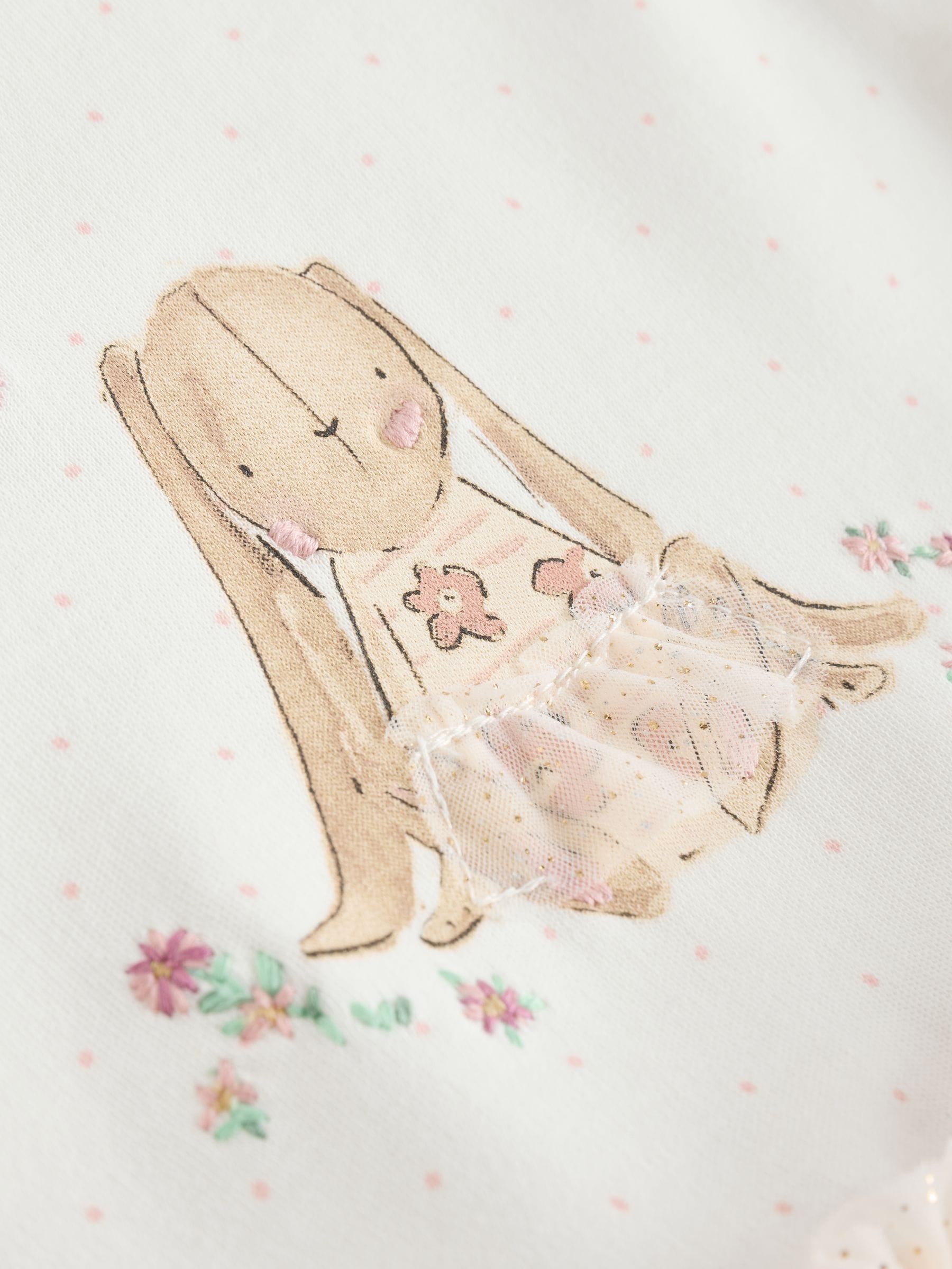 Ecru Bunny Tutu Baby Sleepsuit (0mths-2yrs) image 8