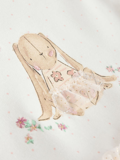 Ecru Bunny Tutu Baby Sleepsuit (0mths-2yrs) image 8