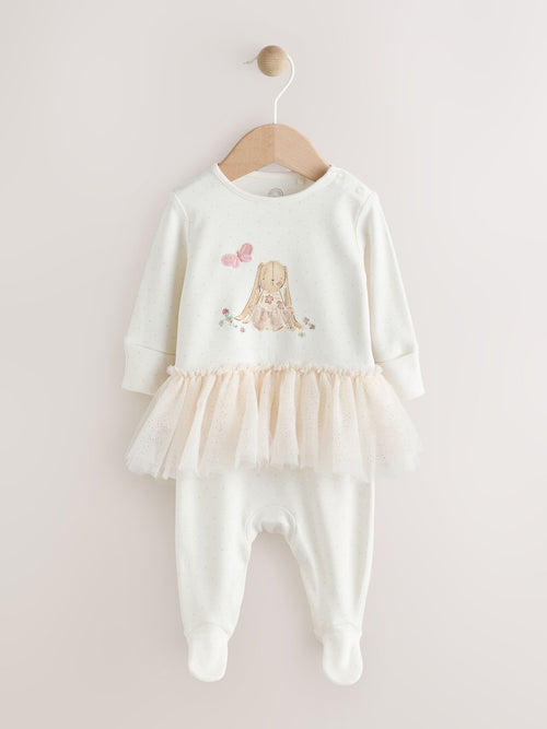 Ecru Bunny Tutu Baby Sleepsuit (0mths-2yrs) image 1