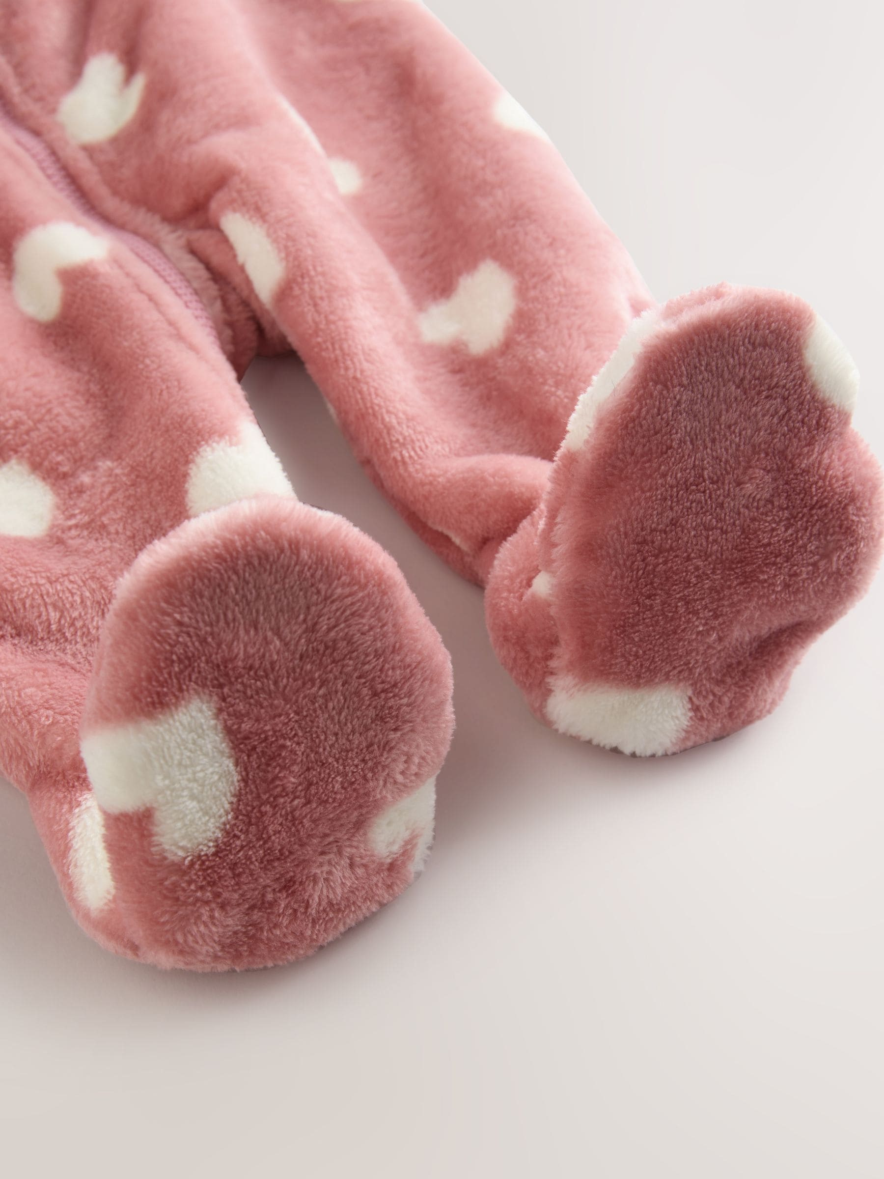 Pink Heart Print Baby Fleece Sleepsuit image 5