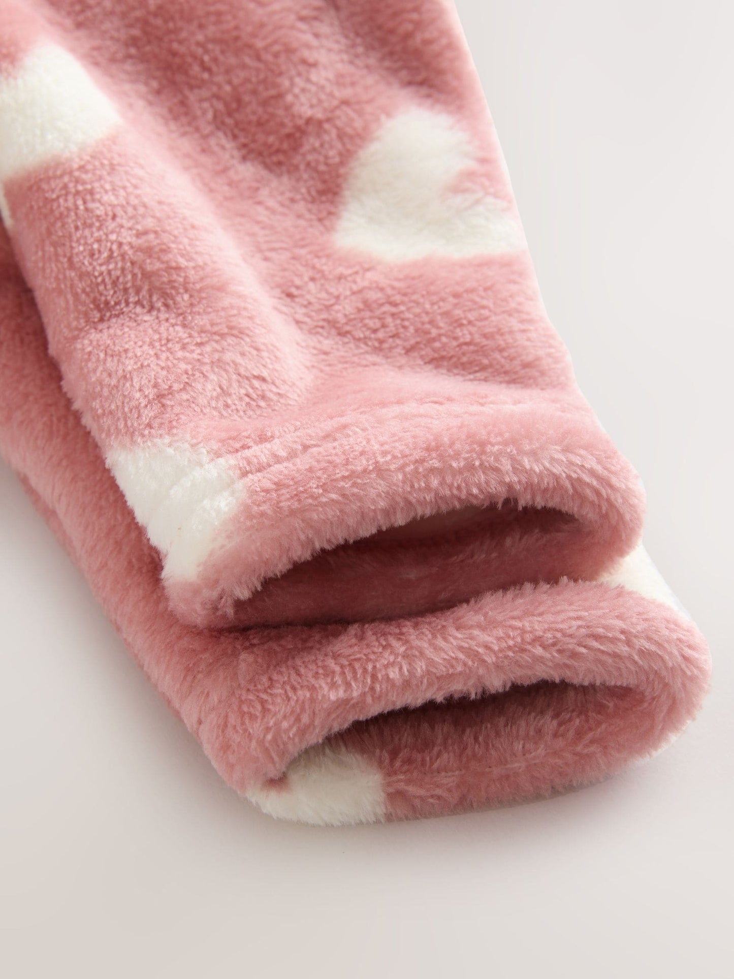 Pink Heart Print Baby Fleece Sleepsuit