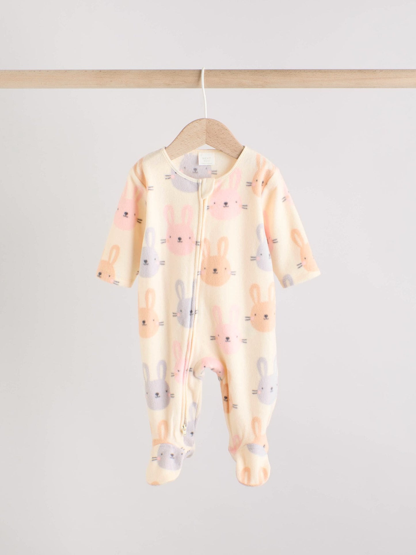 Pink 2 Pack Micro Fleece Two Way Zip Baby Sleepsuits image 3