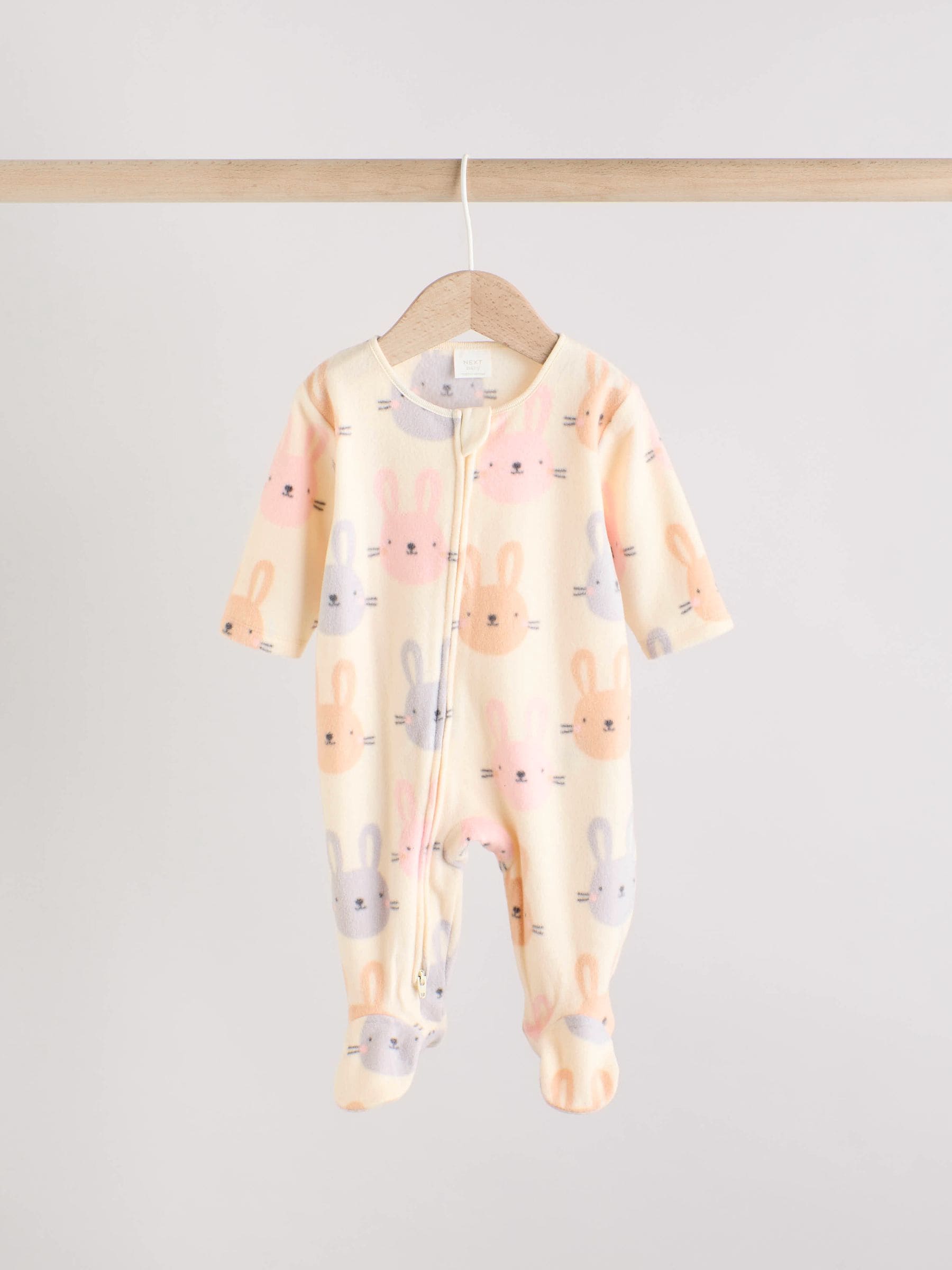 Pink 2 Pack Micro Fleece Two Way Zip Baby Sleepsuits image 3