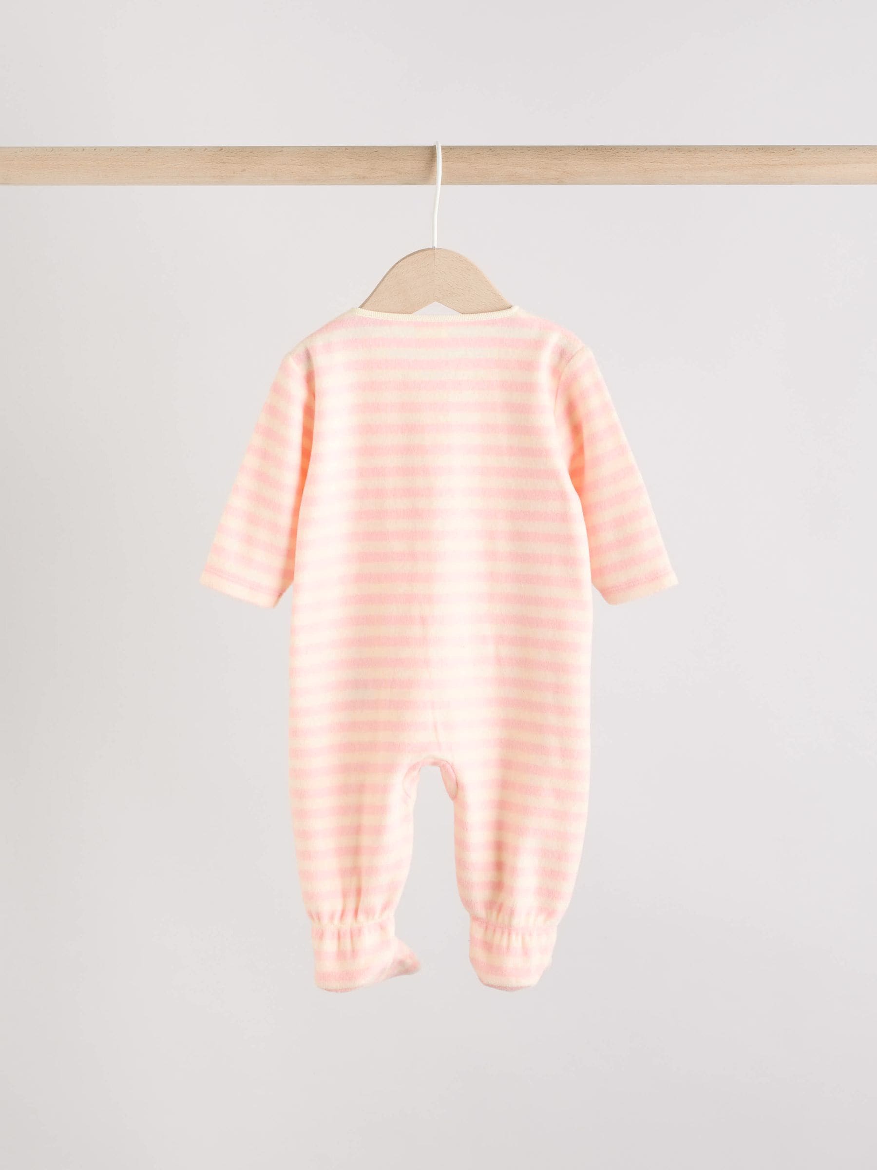 Pink 2 Pack Micro Fleece Two Way Zip Baby Sleepsuits image 5