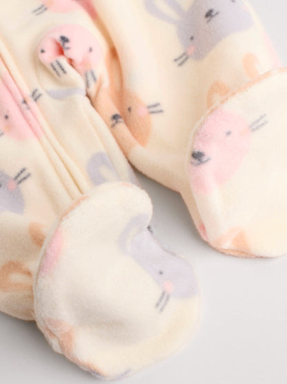 Pink 2 Pack Micro Fleece Two Way Zip Baby Sleepsuits image 8