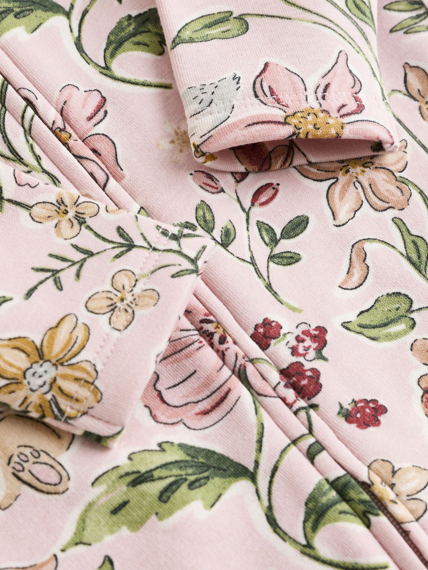 Pink Fleece Lined Two Way Zip Baby Sleepsuit