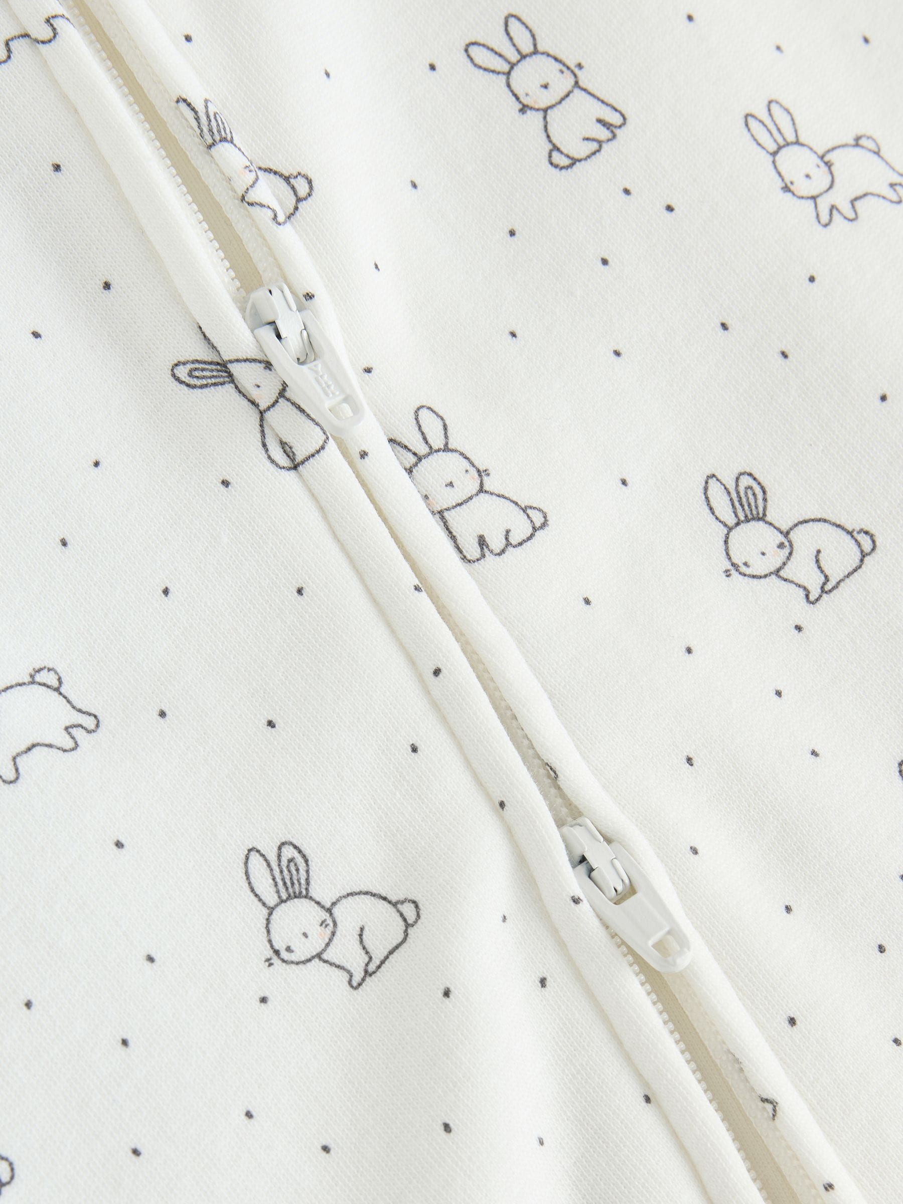 Ecru Fleece Lined Two Way Zip Baby Sleepsuit image 8
