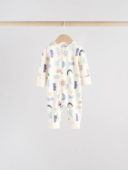 Blue 4 Pack Baby Footless Two Way Zip Sleepsuits 4 Pack (0mths-3yrs) image 2