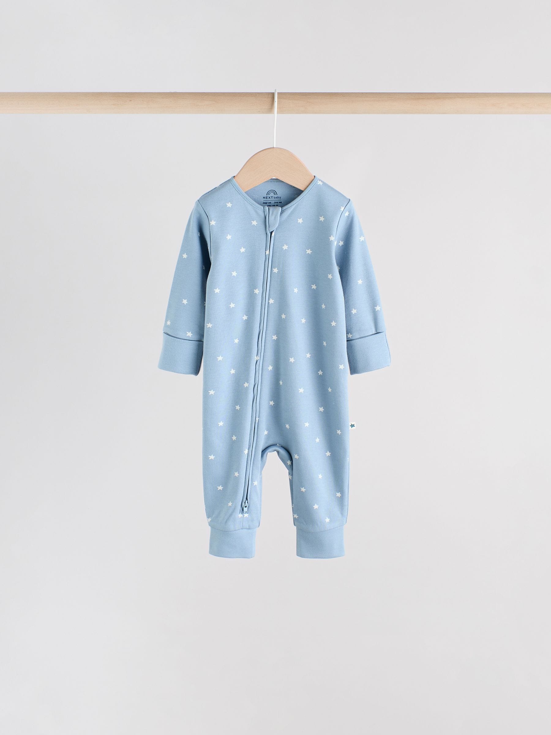 Blue 4 Pack Baby Footless Two Way Zip Sleepsuits 4 Pack (0mths-3yrs) image 3