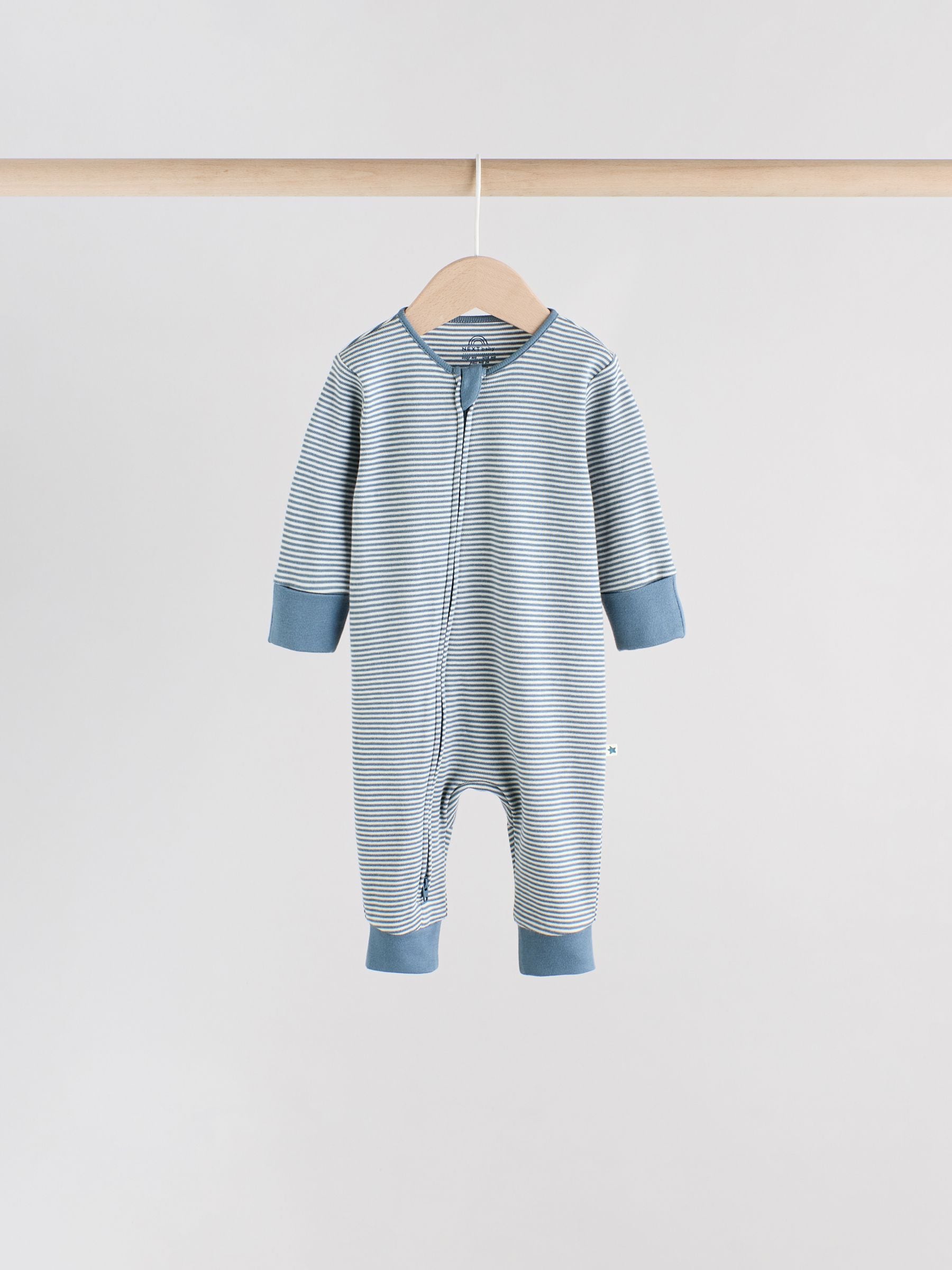 Blue 4 Pack Baby Footless Two Way Zip Sleepsuits 4 Pack (0mths-3yrs) image 5
