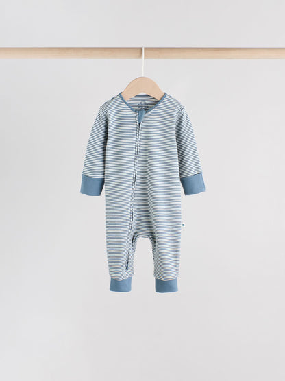 Blue 4 Pack Baby Footless Two Way Zip Sleepsuits 4 Pack (0mths-3yrs) image 5
