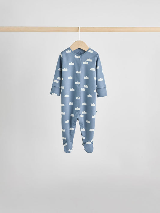 Blue 7 Pack Baby Footless Two Way Zip Sleepsuits 4 Pack (0mths-2yrs) image 3