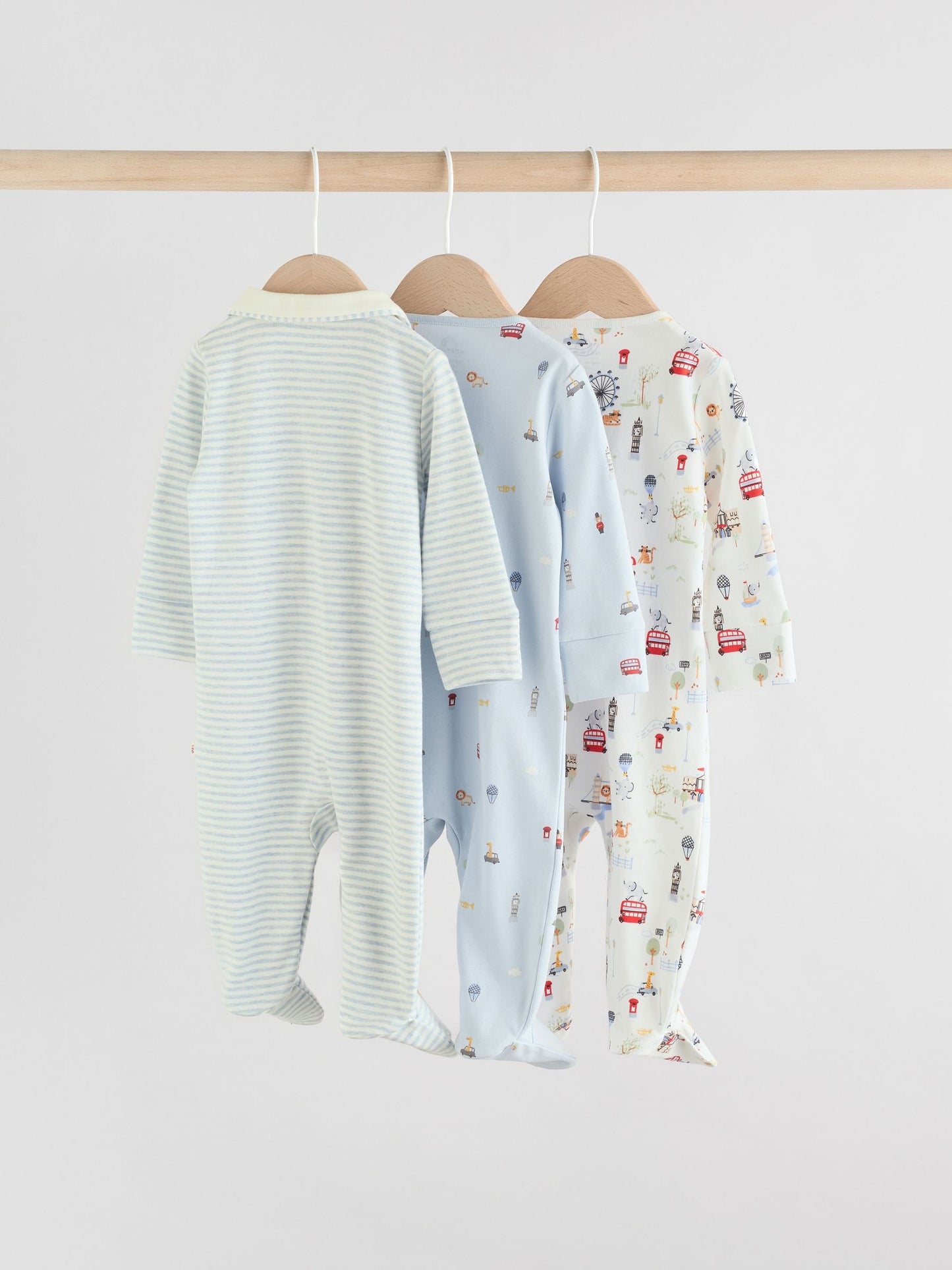 Blue London Baby Sleepsuits 3 Pack (0mths-2yrs)