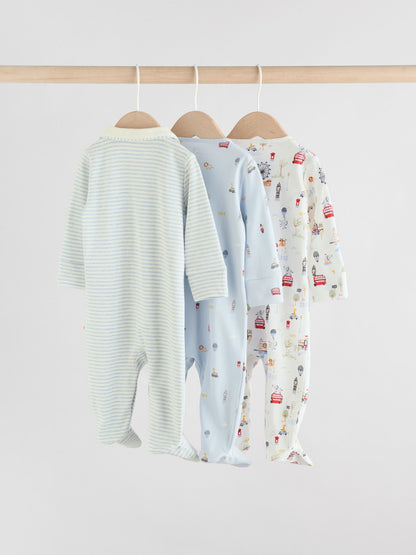 Blue London Baby Sleepsuits 3 Pack (0mths-2yrs)