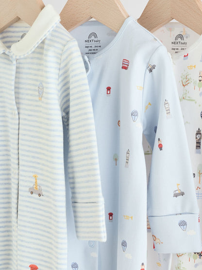 Blue London Baby Sleepsuits 3 Pack (0mths-2yrs)