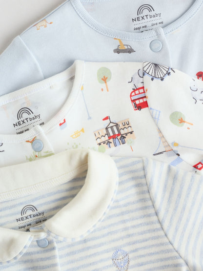 Blue London Baby Sleepsuits 3 Pack (0mths-2yrs)