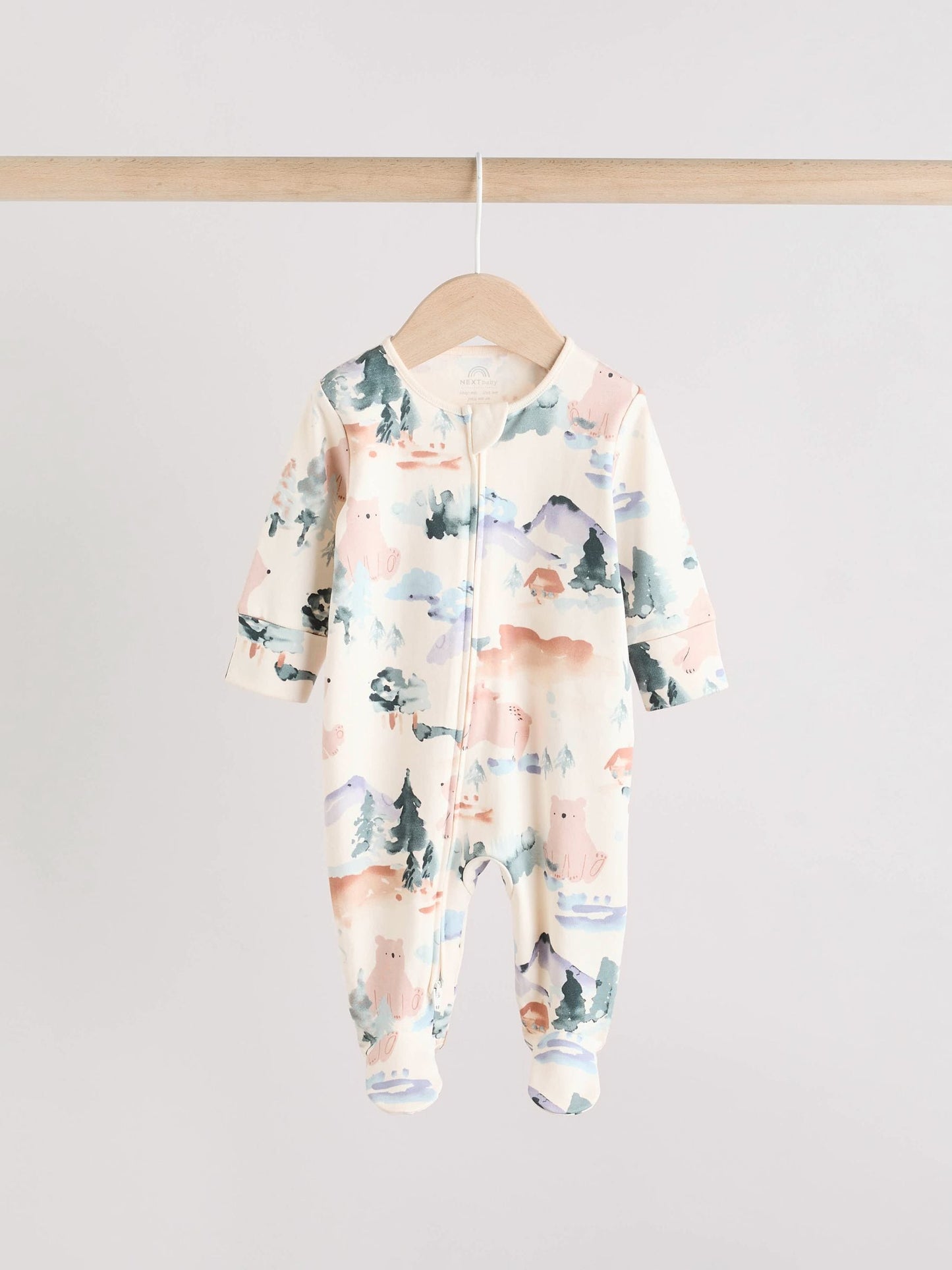 Brown/Orange Baby Two Way Zip Sleepsuits 3 Pack (0-2yrs)