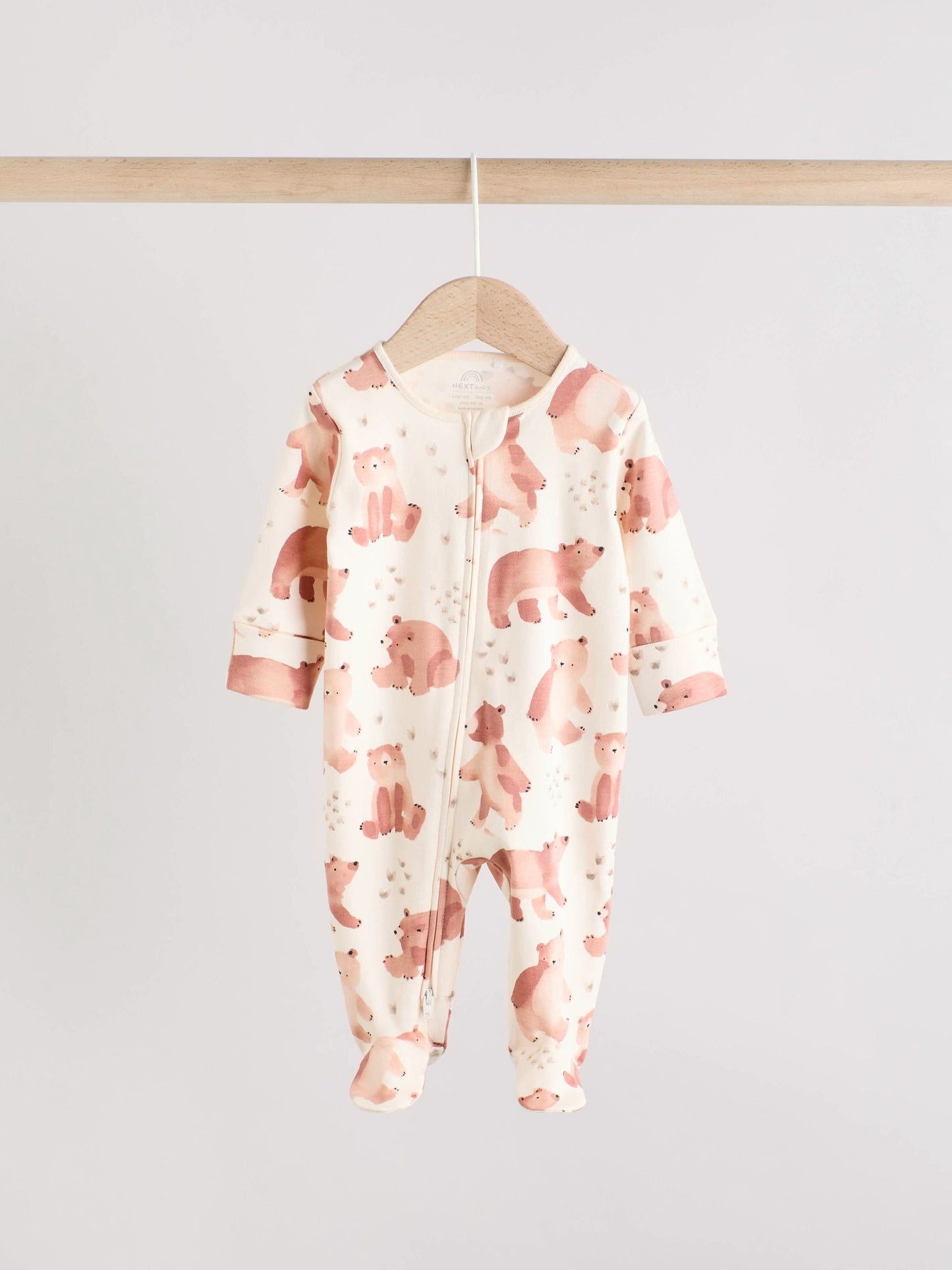 Brown/Orange Baby Two Way Zip Sleepsuits 3 Pack (0-2yrs)