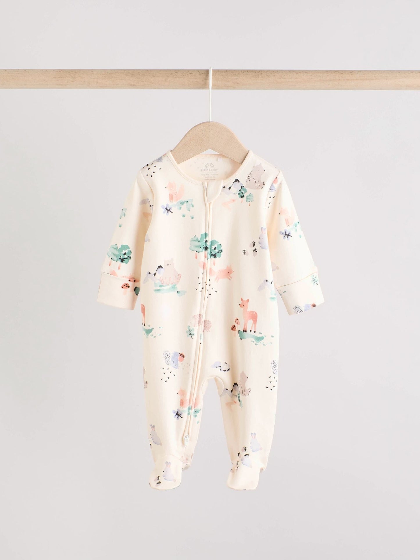 Brown/Orange Baby Two Way Zip Sleepsuits 3 Pack (0-2yrs)