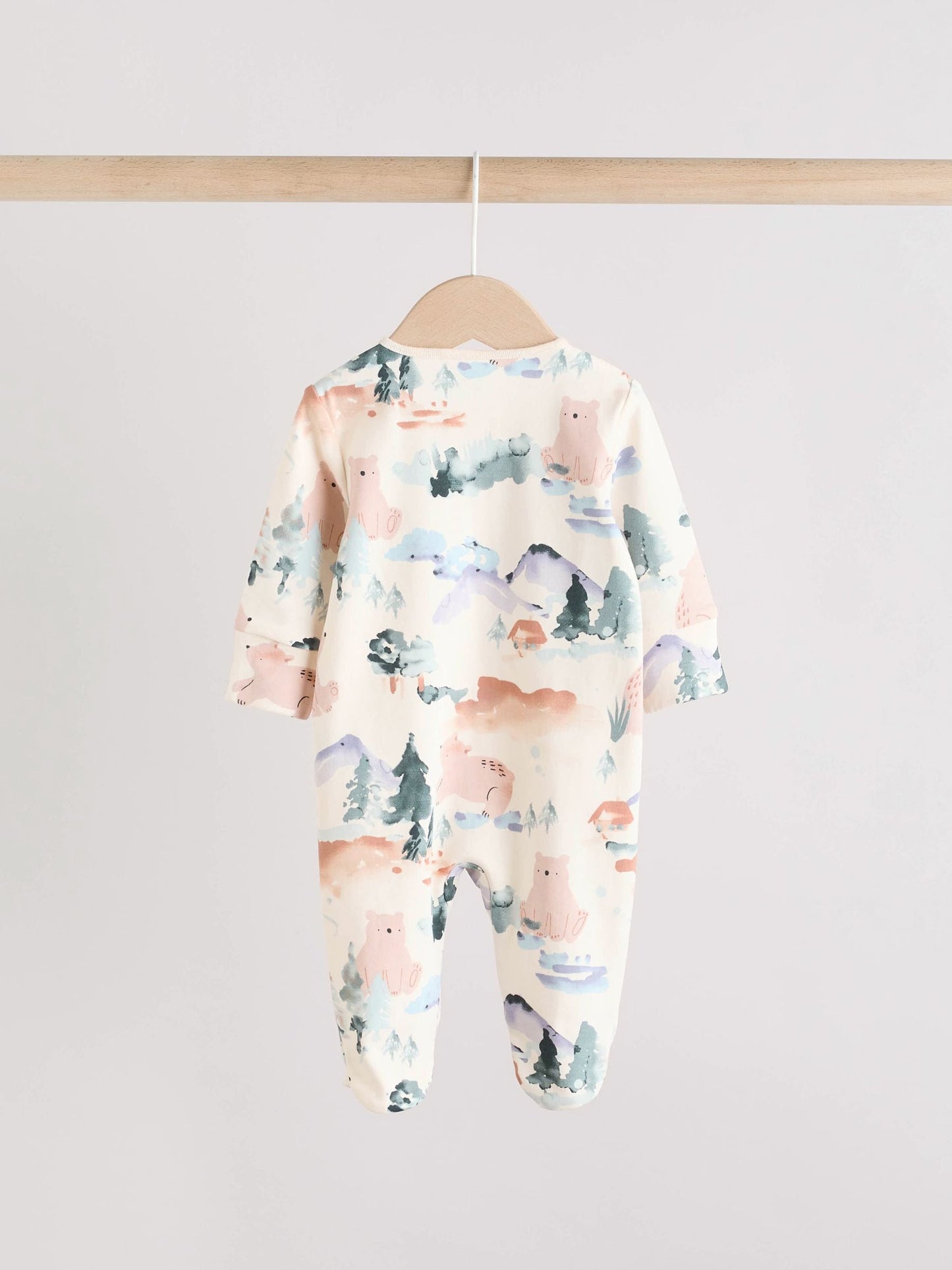 Brown/Orange Baby Two Way Zip Sleepsuits 3 Pack (0-2yrs)