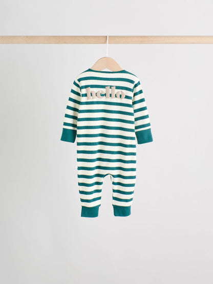 Green/Grey Baby Two Way Zip Footless Sleepsuits 4 Pack (0mths-3yrs)