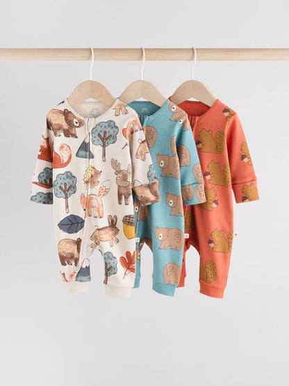 Multi 3 Pack Baby Sleepsuits (0-3yrs)