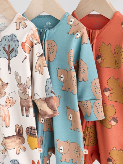 Multi 3 Pack Baby Sleepsuits (0-3yrs)