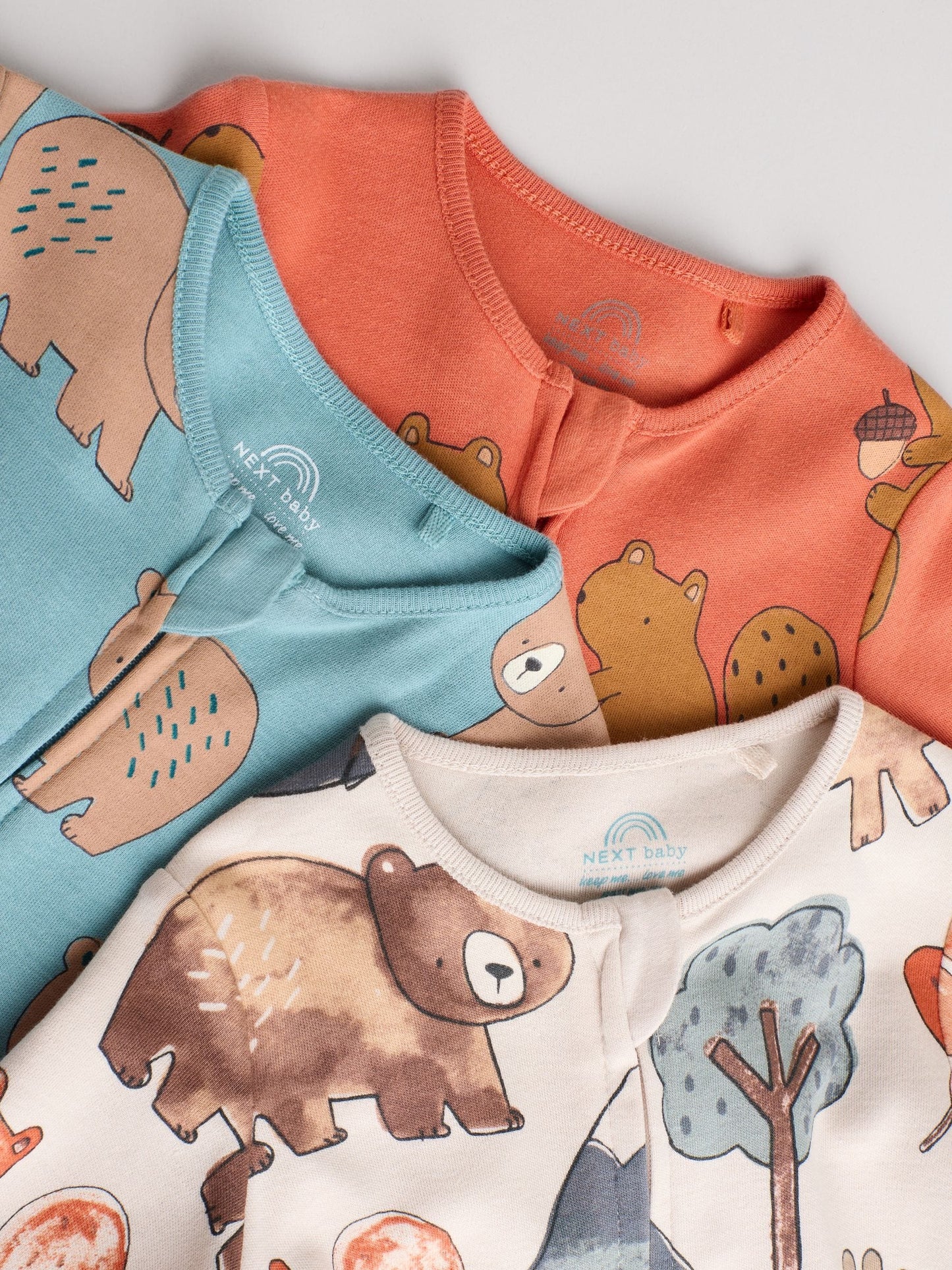 Multi 3 Pack Baby Sleepsuits (0-3yrs)