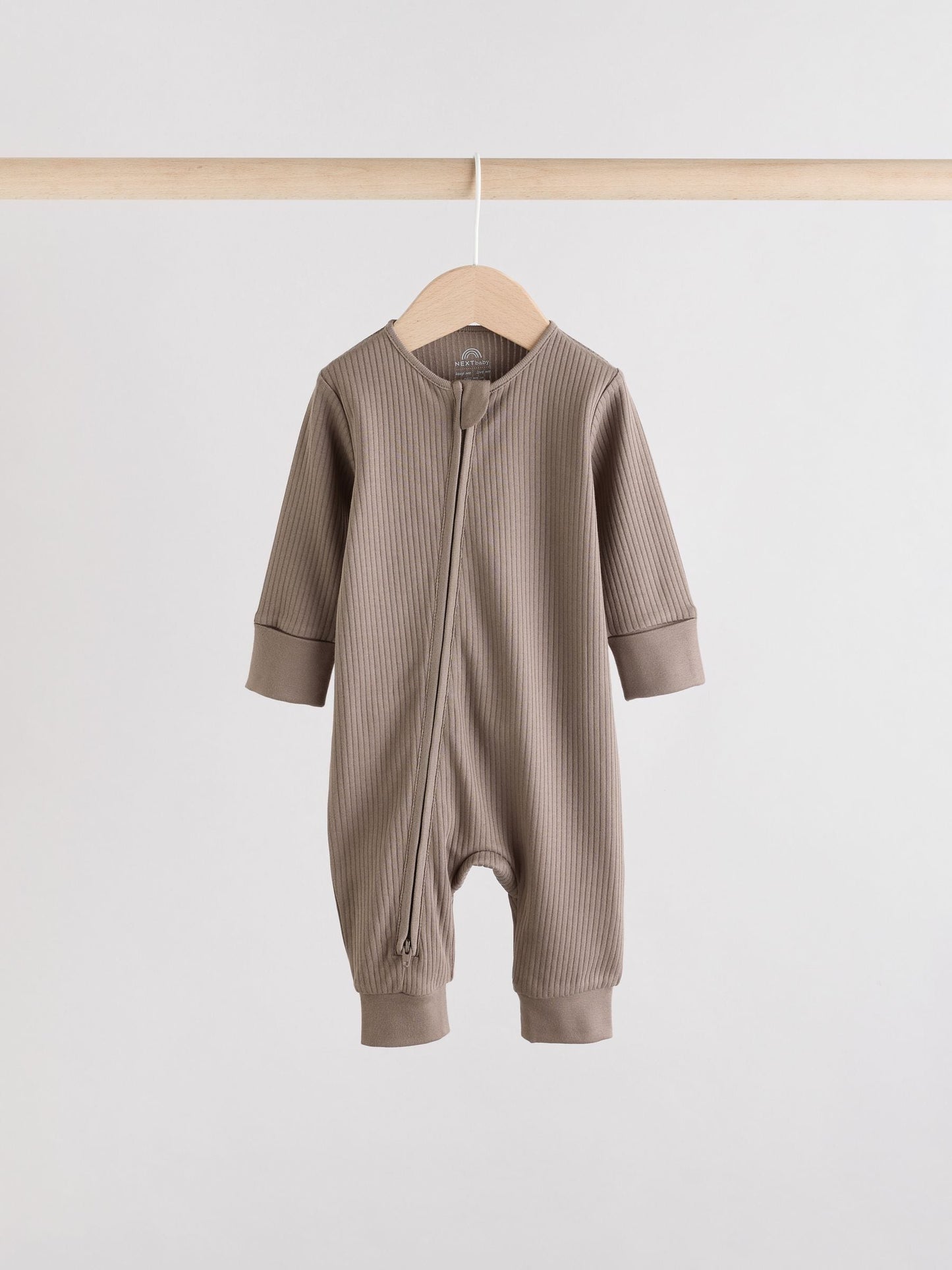 Brown Two Way Zip Baby Footless Sleepsuits 3 Pack (0mths-3yrs)