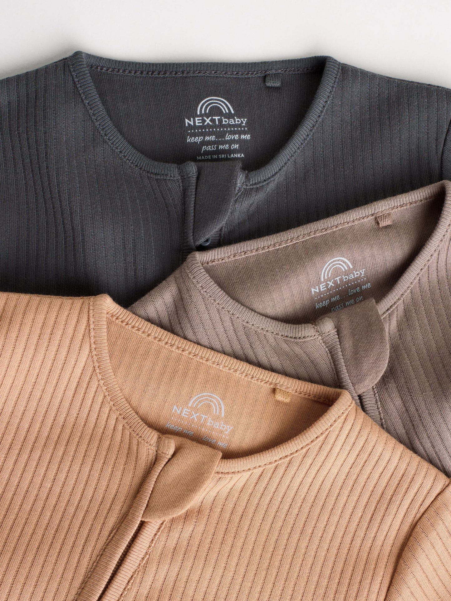 Brown Two Way Zip Baby Footless Sleepsuits 3 Pack (0mths-3yrs)