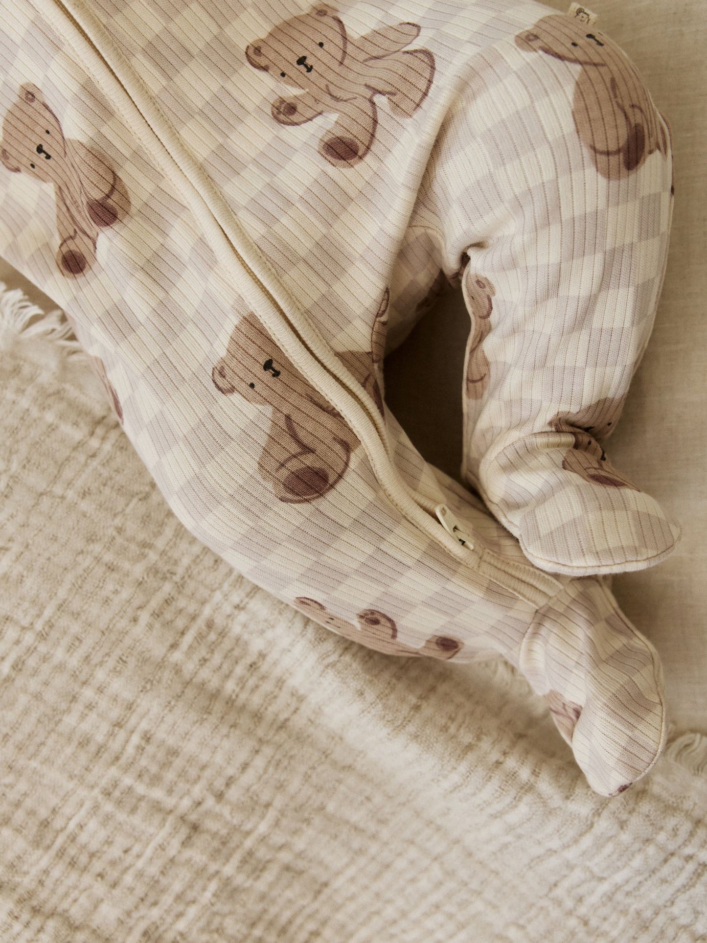 Brown Bear Print Two Way Zip Baby Sleepsuits 4 Pack (0mths-2yrs)