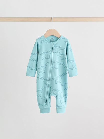 Blue/Green Baby Two Way Zip Footless Sleepsuits 5 Pack (0mths-3yrs)