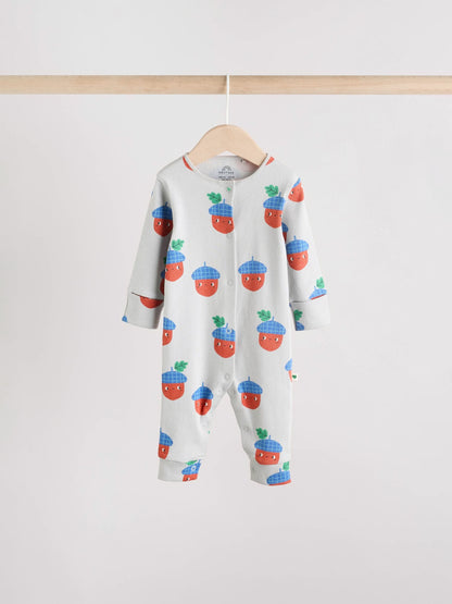 Green Autumn Pumpkin Baby Footless Sleepsuits 3 Pack (0mths-3yrs)