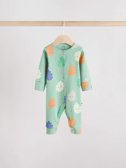 Green Autumn Pumpkin Baby Footless Sleepsuits 3 Pack (0mths-3yrs)