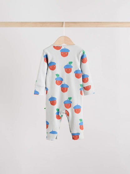 Green Autumn Pumpkin Baby Footless Sleepsuits 3 Pack (0mths-3yrs)