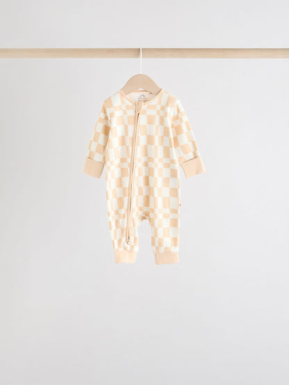 Brown 5 Pack Baby Two Way Zip Footless Sleepsuits (0mths-3yrs)