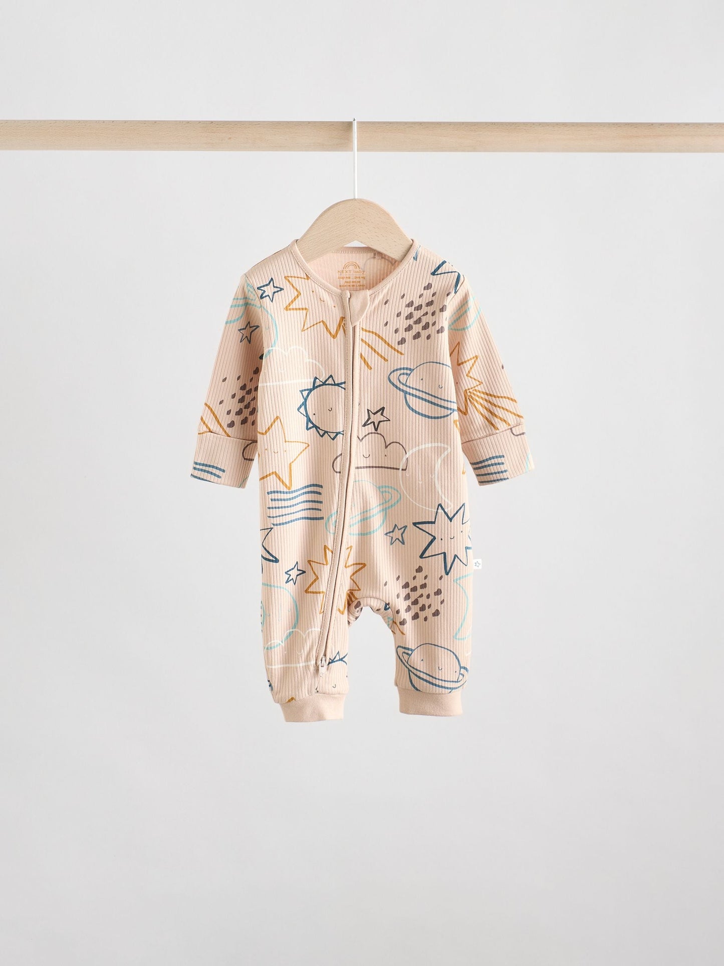 Light Blue 3 pack Baby Two Way Zip Footless Cotton Sleepsuits (0mths-3yrs)