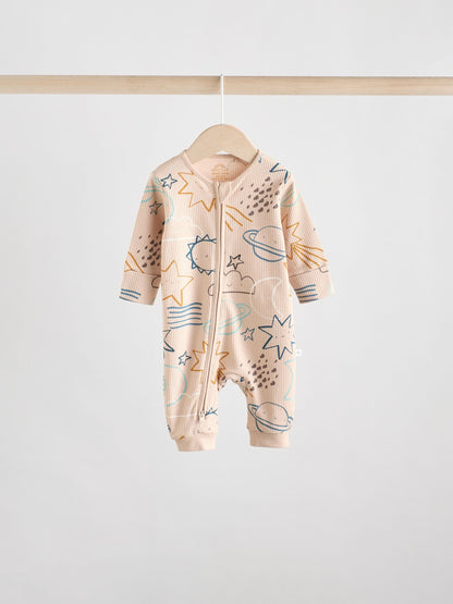 Light Blue 3 pack Baby Two Way Zip Footless Cotton Sleepsuits (0mths-3yrs)