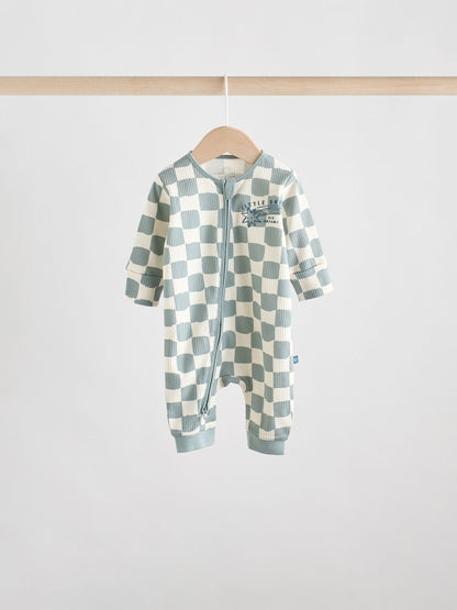 Light Blue 3 pack Baby Two Way Zip Footless Cotton Sleepsuits (0mths-3yrs)